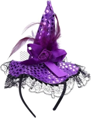 Holibanna Halloween Witch Sequins Headbands, Costume Hat With Feather for Hallow - Image 1 of 4