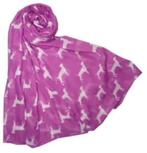 Scialle avvolgente scialle rosa leggero con design cane bianco regalo di Natale - Foto 1 di 10