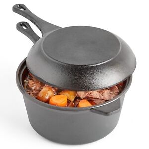 Dutch Oven Saucepan Set - Casserole Dish & Skillet - Pre-Seasoned Cast Iron Pans
