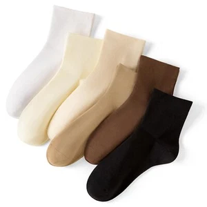 Womens Crew Socks Soft Thin Cotton Above Ankle Bootie Socks 6 PairsMulticolor - Picture 1 of 6