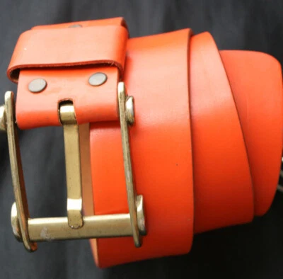 Cinturón de cuero de vaca naranja vintage para hombre años 70 32 Foto 1 de 4