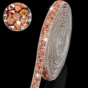 1X 108 x 0.4" Rose Gold Bling Rhinestone Crystal Diamond DIY Decor Sticker Decal - Picture 1 of 6