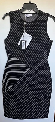 Vestido ALEXANDER WANG Mujer Talla Mediana Negro Rayas Bodycon Funda Tejido NUEVO Foto 1 de 4