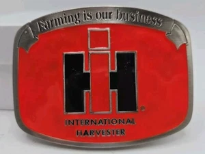 International Harvester Metal Enamel Red Belt Buckle By SpecCast CNH - Picture 1 of 2