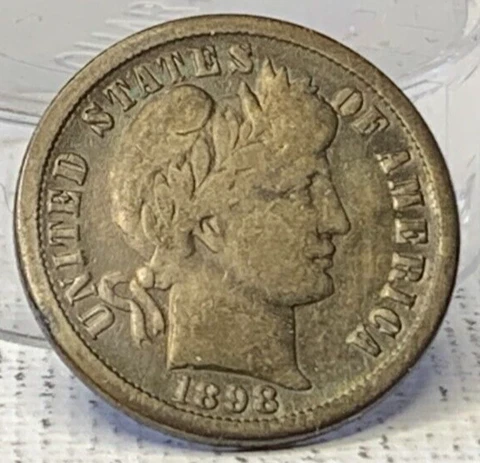 1898-O Barber Dime Semi Key Better Date Fine Beautifully Toned Very Nice Coin! Cover