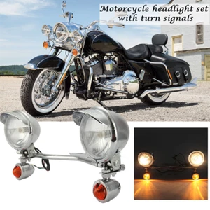 Driving Passing Turn Signals Spot Fog Lights Bar For Harley Road King 1994-2013 - Picture 1 of 12