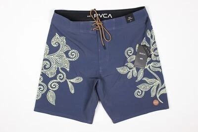 Pantalones Cortos de Hombre RVCA Desplazados Baúl 18" Natación Azul Medianoche MDY Foto 1 de 4