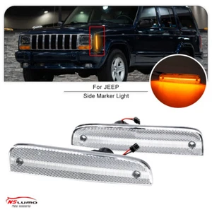 2PCS Clear Lens Amber LED Side Marker Light Lamp for 1997-2001 Jeep Cherokee XJ - Picture 1 of 13
