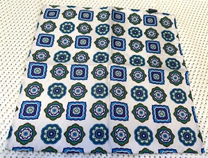 New! TM Lewin white silk pocket square with blue/green geometric pattern sample - Picture 1 of 9