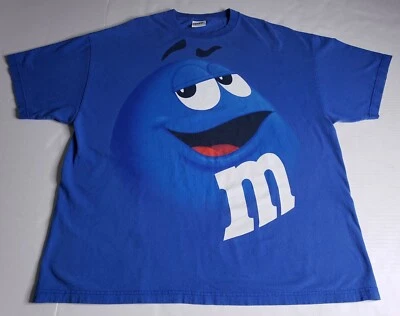Vintage M&Ms Shirt Men Size XXL 2XL Blue Tee Big Head Full Head Print Y2K 00s - Image 1 of 4