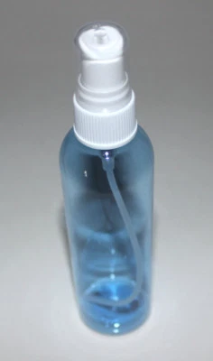 Empty 4 Oz Light Blue PET Plastic BPA FREE Bottle w Sprayer Top - Image 1 of 3