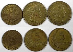 PERU BRASS LOT OF 3 COINS 1943-1965 5 Centavos KM# 213.2a1 ; KM# 223 (24 862) - Picture 1 of 3