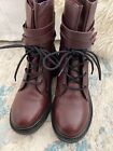 Shellys London Burgundy Leather Lace-Up Lug Sole Boots Us Size 7 Buttery Soft ??