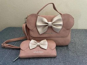 Millennial Pink Loungefly Minnie Mouse Ears purse & wallet set! Basically New! - Picture 1 of 8