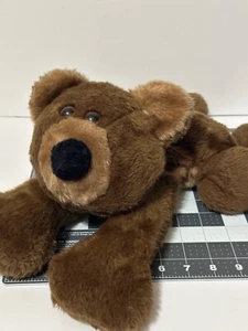 Vintage Rushton Company Star Creation Brown Flat Lazy Bear Black Nose Plush - Picture 1 of 7