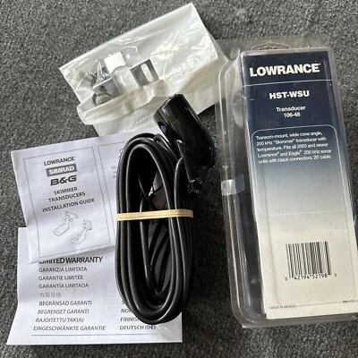 Lowrance 106-48 Transom Mount Transducer HST-WSU 83/200 kHz w Temp for Hook - Image 1 of 4