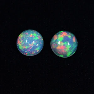 2.50+Cts Color Full Ultra Fire Natural Ethiopia Opal 8mm Round Pair..!!!! - Picture 1 of 2