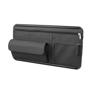 Bolsa organizadora de almacenamiento de placa para parasol de automóvil cuero PU bolígrafo tarjeta gafas de sol soporte - Imagen 1 de 12