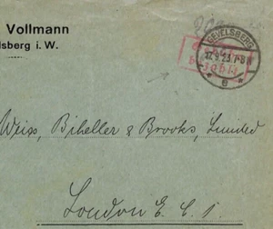 GERMANY INFLATION 1923 Cover Gevelsberg *GEBÜHR BEZAHLT* Fee Paid Cachet ZV253 - Picture 1 of 8