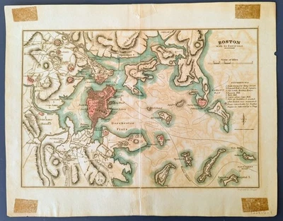 Mapa de la Guerra Revolucionaria de Boston y alrededores de 1832 J. Yeager Life of Washington Foto 1 de 4