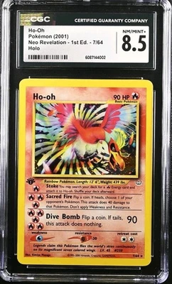Ho-oh 1st Edition 7/64 Neo Revelation Pokemon Holo Rare CGC 8.5 NM-MINT+ - Image 1 of 3