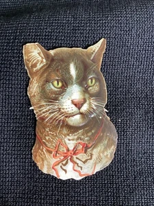 Gato gatito troquelado victoriano vintage efímero de álbum de recortes oreja recortada antigua - Imagen 1 de 3