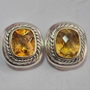 David Yurman Ohrringe Sterlingsilber 14 Karat gelber Citrin Stein Albion Kissen - Bild 1 von 13