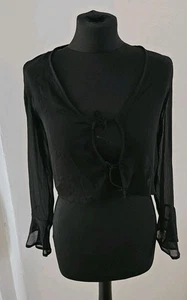 H&M Girls Black Chiffon Crop Top Size 11-12 Years - Picture 1 of 7