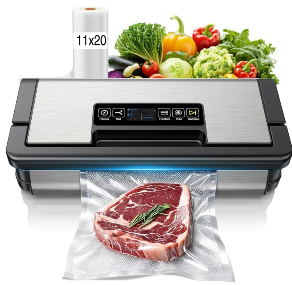 Máquina Selladora al Vacío 95kPa, Selladora de Alimentos Completamente Automática, Pantalla Táctil, 10 en 1 Foto 1 de 4