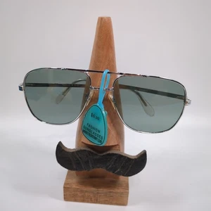 Vintage Grey Lens Silver Aviator Pilot Sunglasses Frames Taiwan By Hawks NOS - Picture 1 of 9