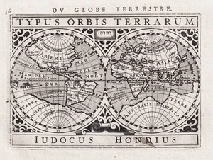 World map Weltkarte Mappemonde carte Bertius Hondius engraving Kupferstich 1618 - Picture 1 of 1