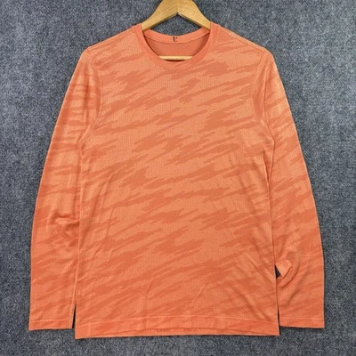 Camisa LULULEMON Metal Vent Breathe Para Hombre M S Calce Ajustado Coral Naranja Rayas Tigre Foto 1 de 4