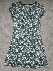 White Stuff Garden Green Floral Short Sleeve V-Neck Dress Size UK 6 - Picture 1 of 9