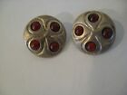 SOUTHWESTERN AMERICAN STERLING SILVER RED CORAL POST PIERCED EARRINGS SIGNED