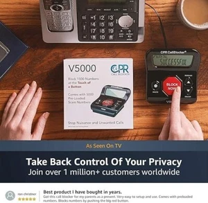CPR V5000 Robocall & Spam Call Blocker – stacjonarne urządzenie przewodowe stalówka czarne - Zdjęcie 1 z 9