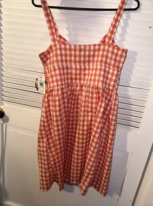 BEBOP ORANGE AND WHITE CHECKED SUNDRESS SIZE LARGE NWT - Picture 1 of 7