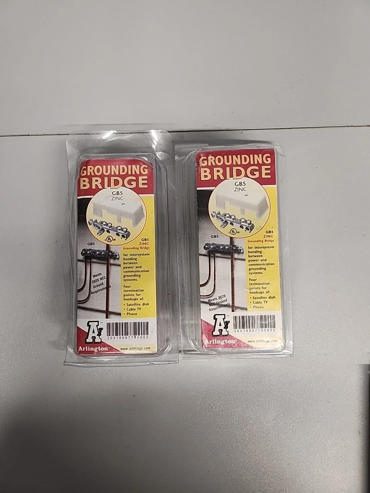 Lot of 2Arlington GB5 heavy-duty Zinc Grounding Bridges with white plastic cover - Image 1 of 1