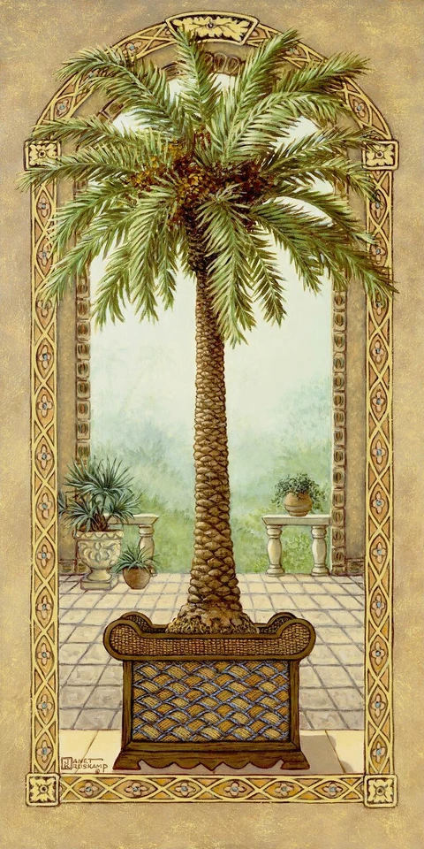 Ceramic Backsplash Tile Mural Floral Kitchen/Bathroom - Palm Tree in Basket I - Image 1 of 1