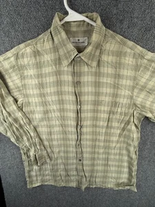 Balmain Men Button Up Long Sleeve Shirt Silk Cotton Blend Green Plaid Large/xl - Picture 1 of 18
