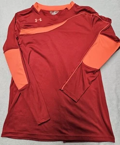 Under Armour Heat Gear Red Athletic Long Sleeve Shirt V Neck XL 16/18 - Picture 1 of 5