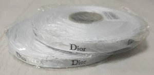 Vintage Dior Ribbon White / Gray Logo 3/8" 50 Meter Authentic Sealed Full Roll - Picture 1 of 4