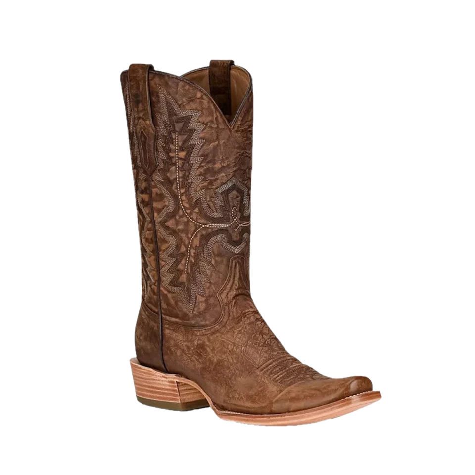Corral Western Boots Mens 12" Embroidery Square Toe 9 D Brown A4229