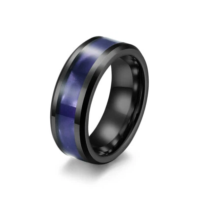 Moda Anillo Negro para Hombres Mujeres Acero Inoxidable Incrustaciones Púrpura Paty Regalo para Niño Foto 1 de 4