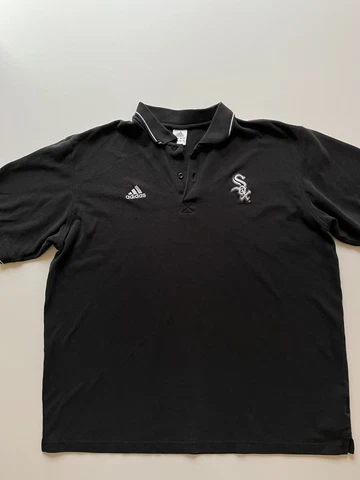 Adidas Chicago White Sox Polo Shirt Mens Large Black Short Sleeve Authentic MLB Cover