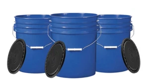 5 Gallon Blue Food Grade Buckets BPA Free with lids pails 90mil (Pack of 3) - Picture 1 of 4