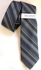 Corbata para hombre Ryan Seacrest Distinction azul y gris a rayas Bragg nueva con etiquetas - Imagen 1 de 7