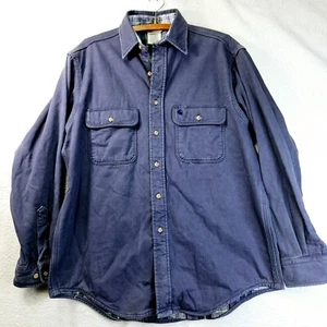 Carhartt Button Up Shirt Mens M Blue Plaid Flannel Lined Long Sleeved USA Made - Picture 1 of 17
