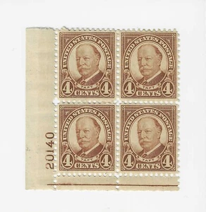 Scott # 685-A204 William Howard Taft ( 27th president ) P # Block of 4 stamps - Picture 1 of 2
