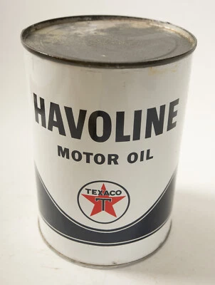 Aceite de motor Texaco Havoline (UD1-23) lata de metal completo (JSF6) Red Star lata blanca azul Foto 1 de 4