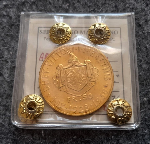 Albania 50 Franga Ari 1938 FDC - very rare (RR) gold coin Cover